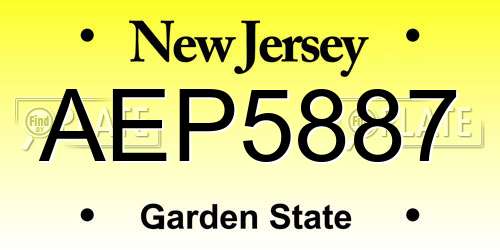 AEP5887 New Jersey License Plate