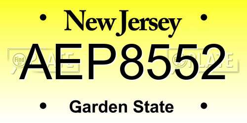 AEP8552 New Jersey License Plate