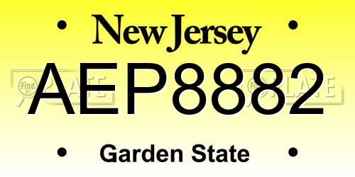AEP8882 New Jersey License Plate