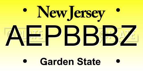 AEPBBBZ New Jersey License Plate