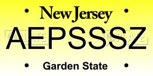 AEPSSSZ New Jersey License Plate