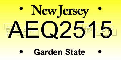 AEQ2515 New Jersey License Plate