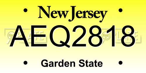 AEQ2818 New Jersey License Plate