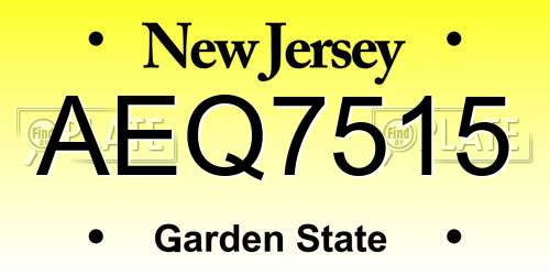 AEQ7515 New Jersey License Plate