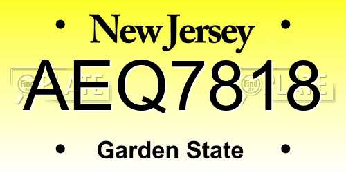 AEQ7818 New Jersey License Plate