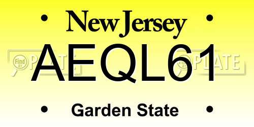 AEQL61 New Jersey License Plate