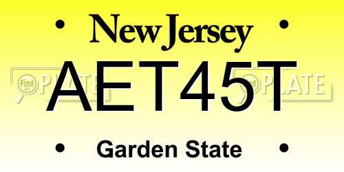 AET45T New Jersey License Plate