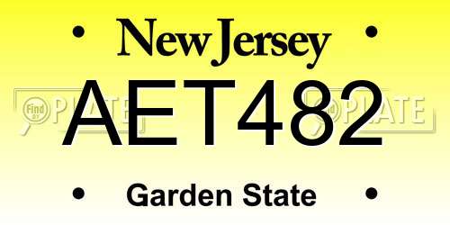 AET482 New Jersey License Plate