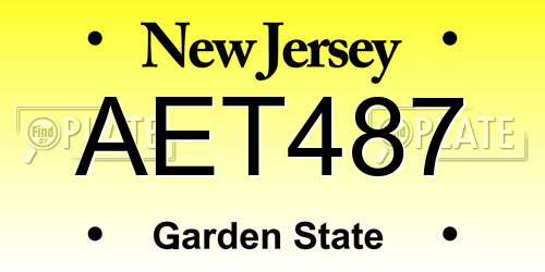 AET487 New Jersey License Plate