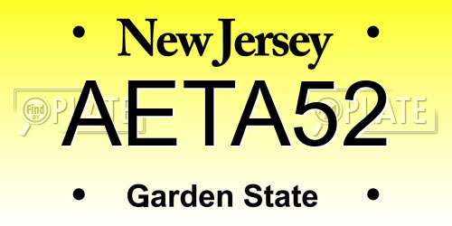 AETA52 New Jersey License Plate