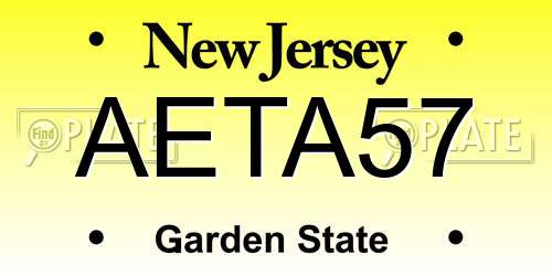 AETA57 New Jersey License Plate