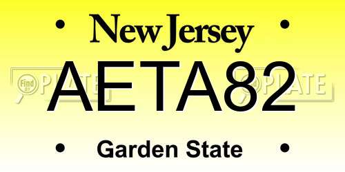AETA82 New Jersey License Plate