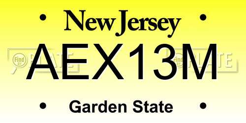 AEX13M New Jersey License Plate