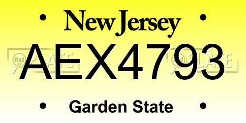 AEX4793 New Jersey License Plate
