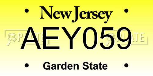AEY059 New Jersey License Plate