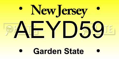 AEYD59 New Jersey License Plate