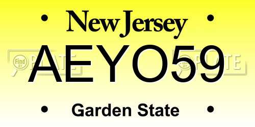 AEYO59 New Jersey License Plate