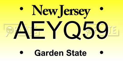 AEYQ59 New Jersey License Plate