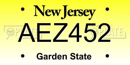 AEZ452 New Jersey License Plate