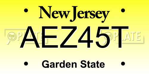 AEZ45T New Jersey License Plate