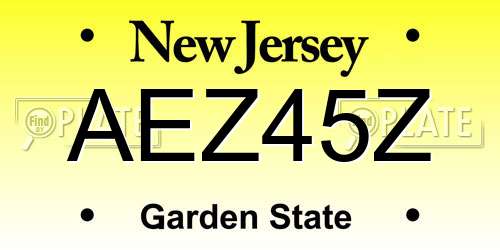 AEZ45Z New Jersey License Plate