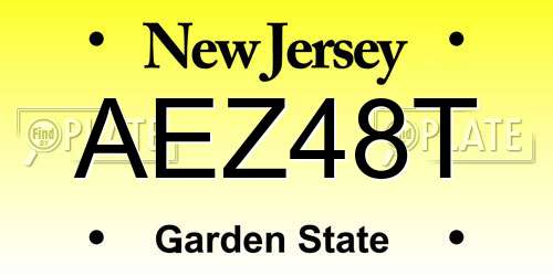 AEZ48T New Jersey License Plate