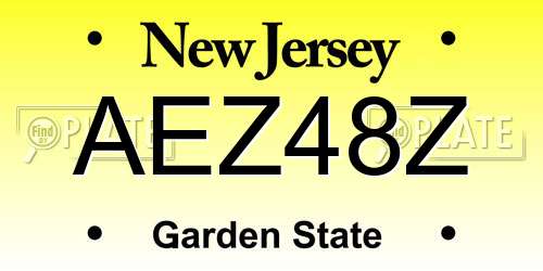 AEZ48Z New Jersey License Plate