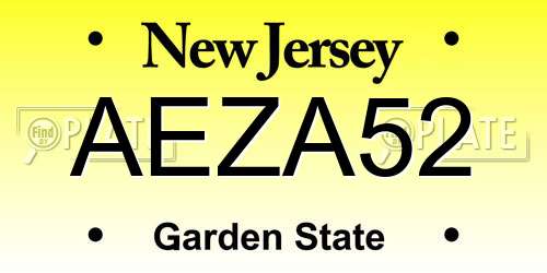 AEZA52 New Jersey License Plate