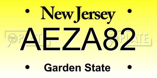AEZA82 New Jersey License Plate