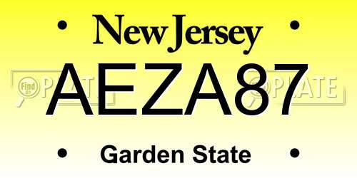 AEZA87 New Jersey License Plate