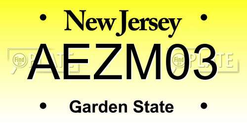 AEZM03 New Jersey License Plate