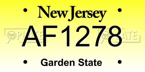 AF1278 New Jersey License Plate