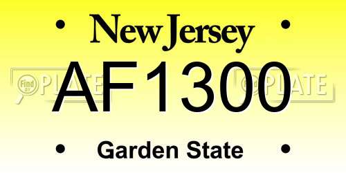 AF1300 New Jersey License Plate