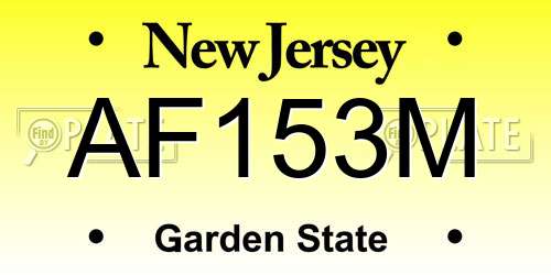 AF153M New Jersey License Plate