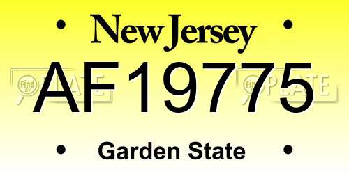 AF19775 New Jersey License Plate