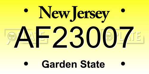 AF23007 New Jersey License Plate