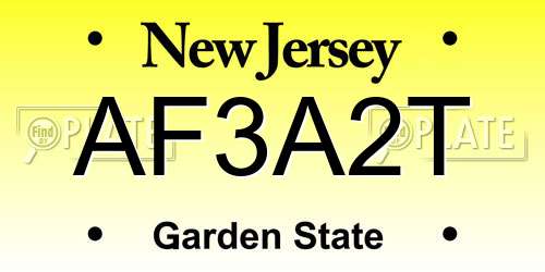 AF3A2T New Jersey License Plate