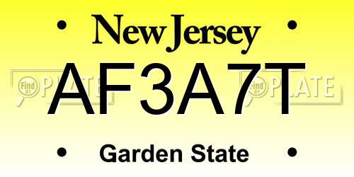 AF3A7T New Jersey License Plate