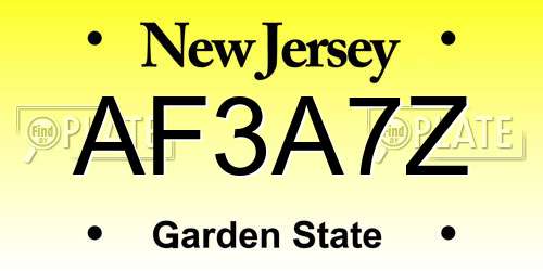 AF3A7Z New Jersey License Plate