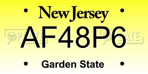 AF48P6 New Jersey License Plate