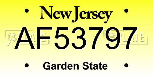 AF53797 New Jersey License Plate