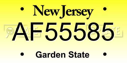 AF55585 New Jersey License Plate