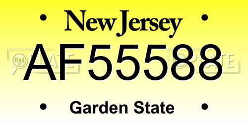 AF55588 New Jersey License Plate