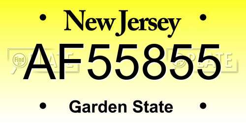 AF55855 New Jersey License Plate