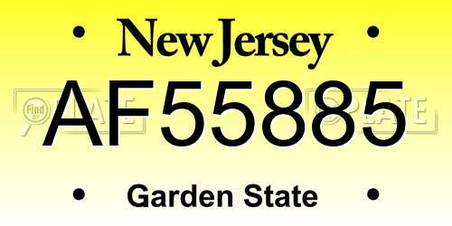 AF55885 New Jersey License Plate