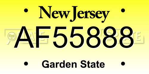 AF55888 New Jersey License Plate
