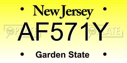 AF571Y New Jersey License Plate