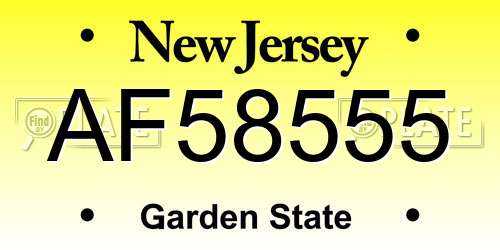 AF58555 New Jersey License Plate