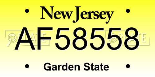 AF58558 New Jersey License Plate