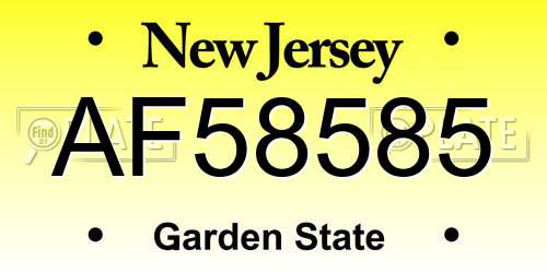 AF58585 New Jersey License Plate